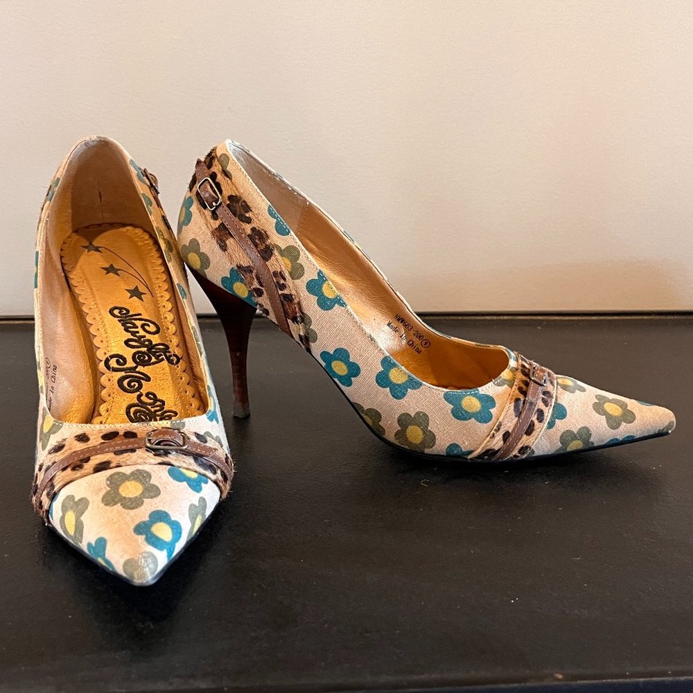 Naughty Monkey Cheetah Flower Heels